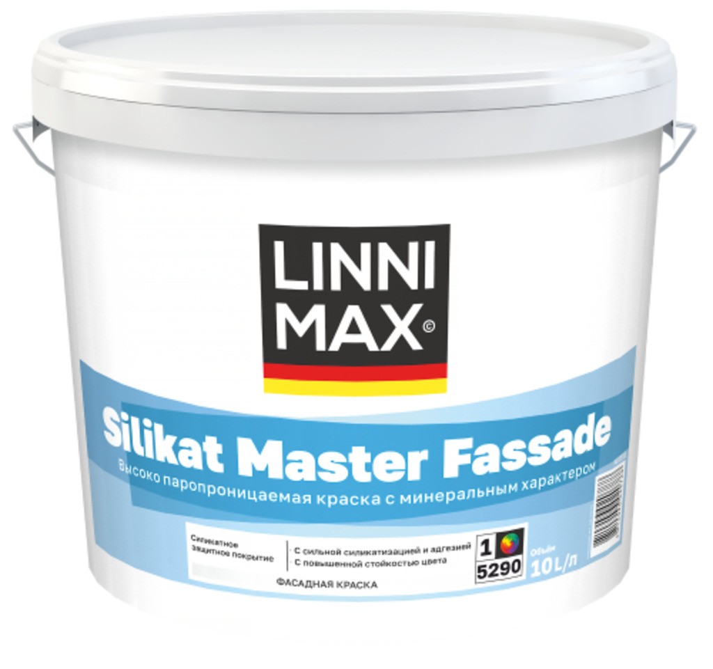 Краска силикатная для наружных работ LINNIMAX Silikat Master Fassade / Силикат Мастер Фасад База 1 10 л