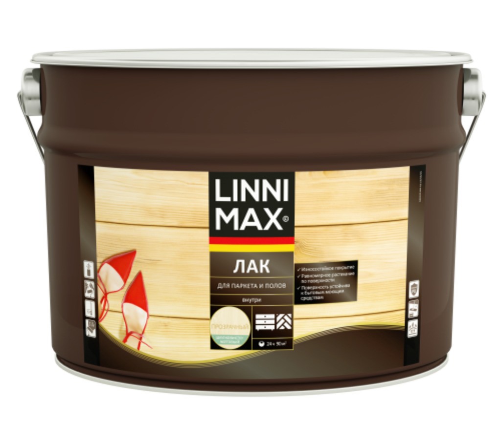 Лак алкидно-уретановый LINNIMAX Лак для паркета и полов матовый 9 л