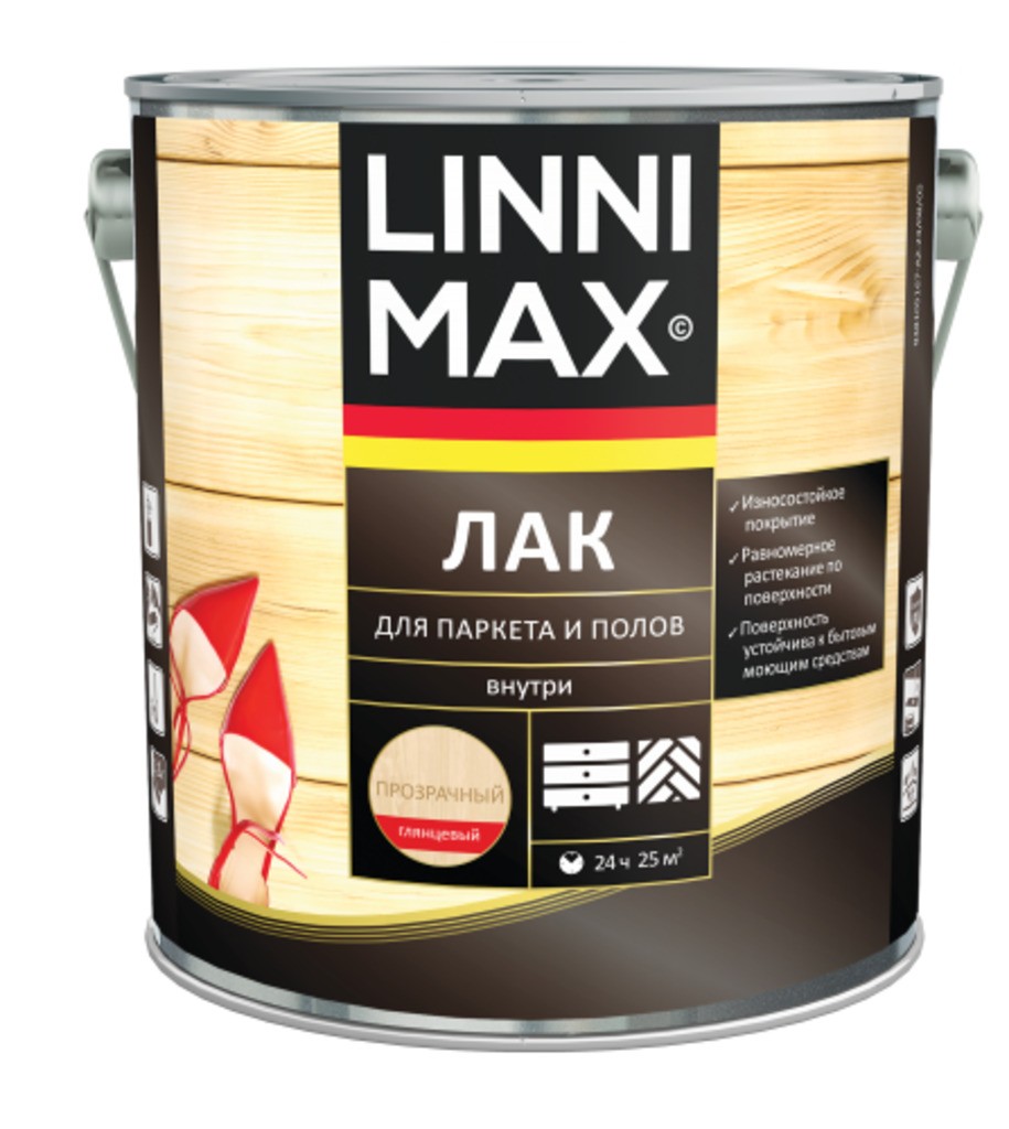 Лак алкидно-уретановый LINNIMAX Лак для паркета и полов глянцевый 2,5 л
