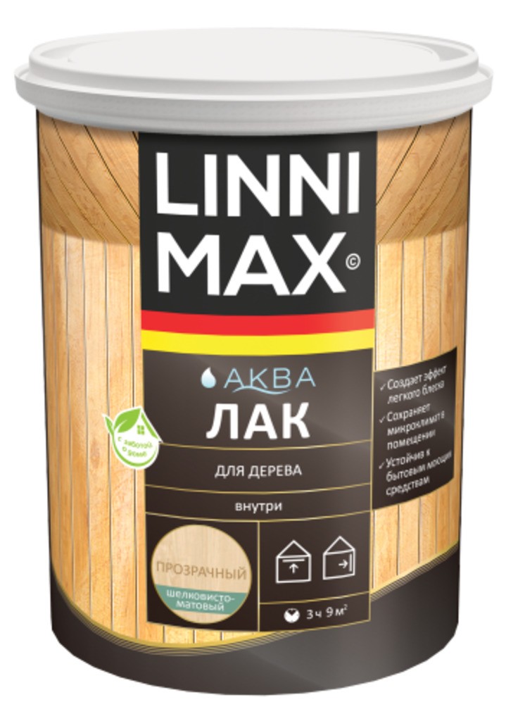 Лак акриловый LINNIMAX Аква Лак для дерева матовый 0,9 л