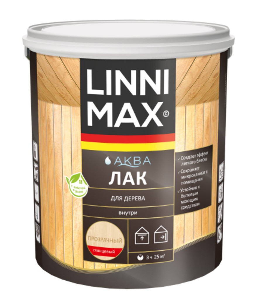Лак акриловый LINNIMAX Аква Лак для дерева глянцевый 2,5 л
