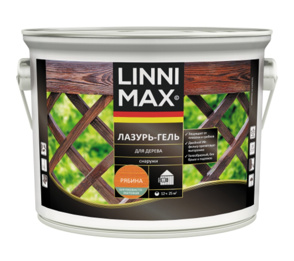 Лессирующий антисептик LINNIMAX Лазурь-гель для дерева Рябина 2,5 л