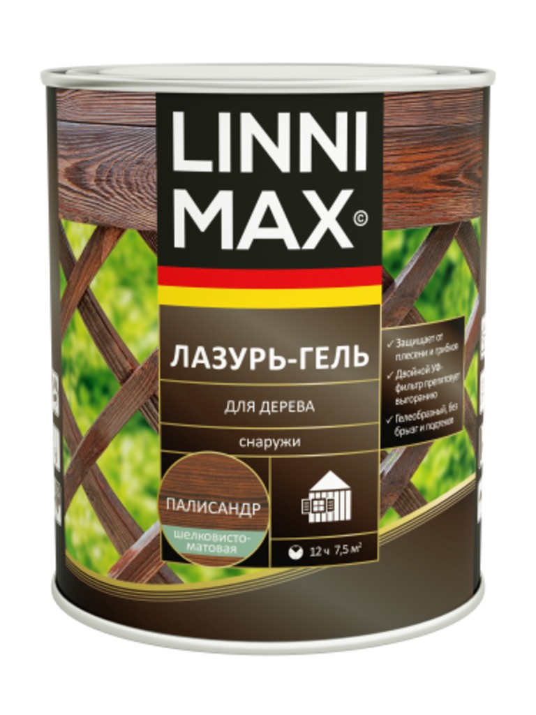 Лессирующий антисептик LINNIMAX Лазурь-гель для дерева Палисандр 0,75 л