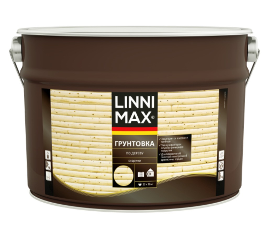 Лессирующий антисептик LINNIMAX Грунтовка по дереву 9 л