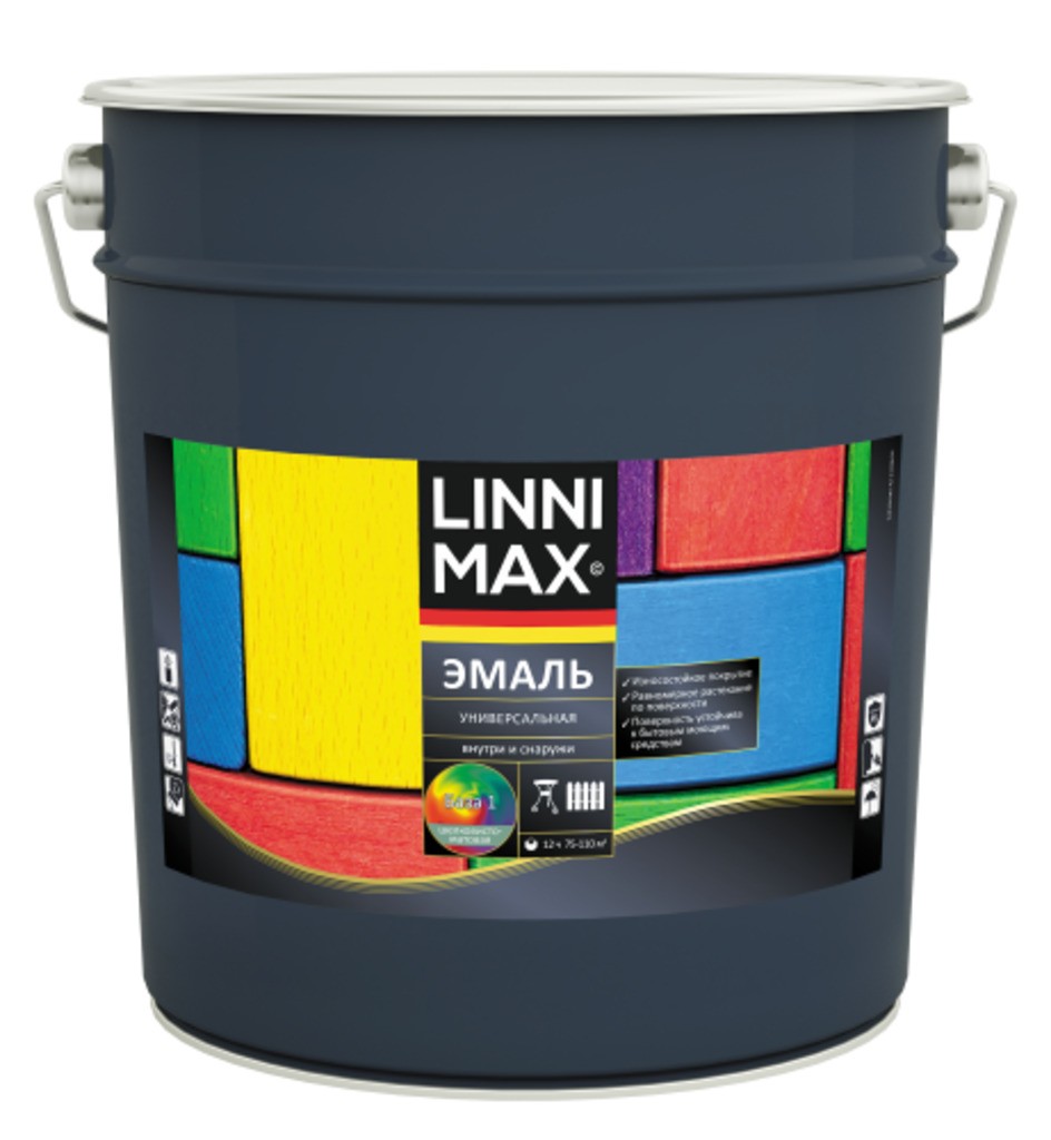 Эмаль алкидная LINNIMAX Эмаль универсальная шелковисто-матовая База 1 9 л