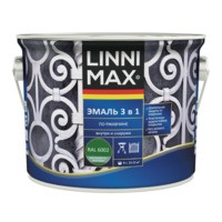 Эмаль алкидно-уретановая LINNIMAX Эмаль по ржавчине 3 в 1 RAL 6002 зеленая 2,5 л