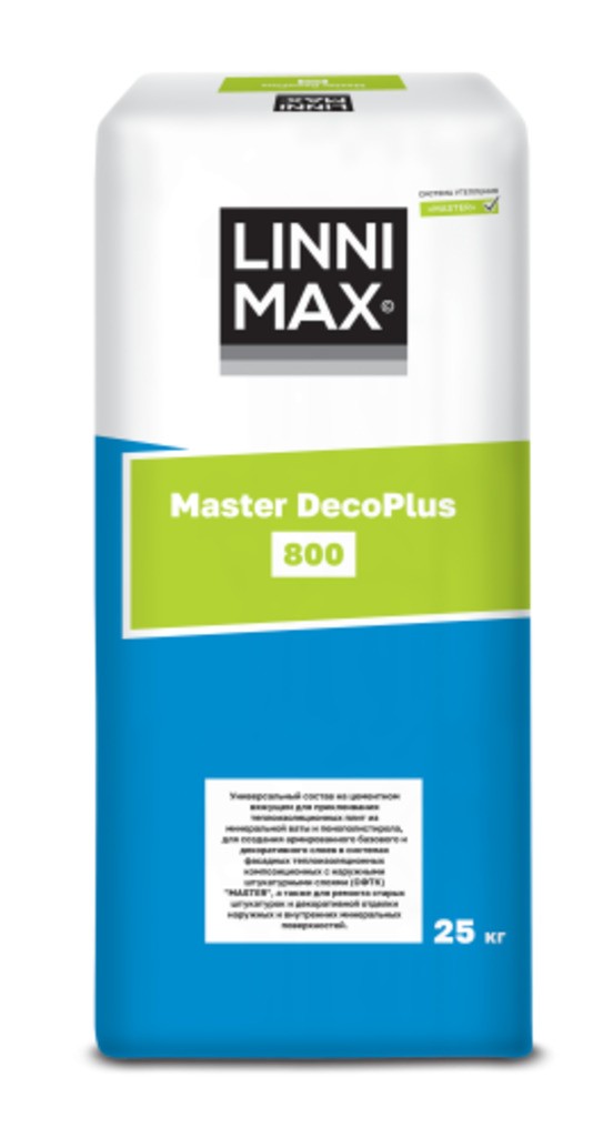 Состав клеевой, базовый штукатурный и декоративный LINNIMAX 800 Master DecoPlus / 800 Мастер ДекоПлюс, 25 кг