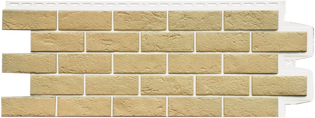 Фасадная панель Grand Line Состаренный кирпич Design Plus ваниль с белым швом