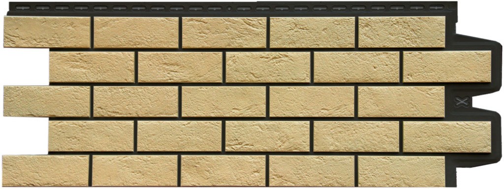 Фасадная панель Grand Line Состаренный кирпич Design Plus ваниль с черным швом