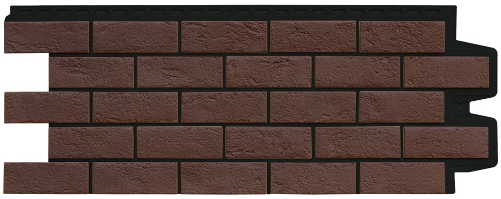 Фасадная панель Grand Line Состаренный кирпич Design Plus каштан с черным швом