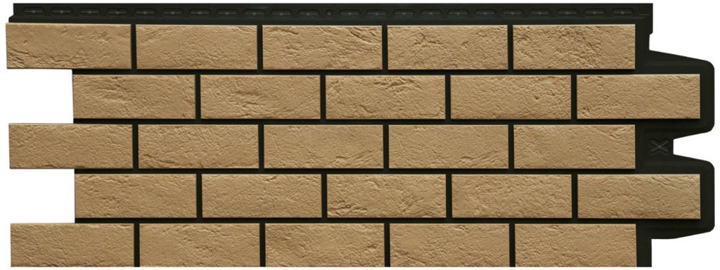Фасадная панель Grand Line Состаренный кирпич Design Plus солома с черным швом
