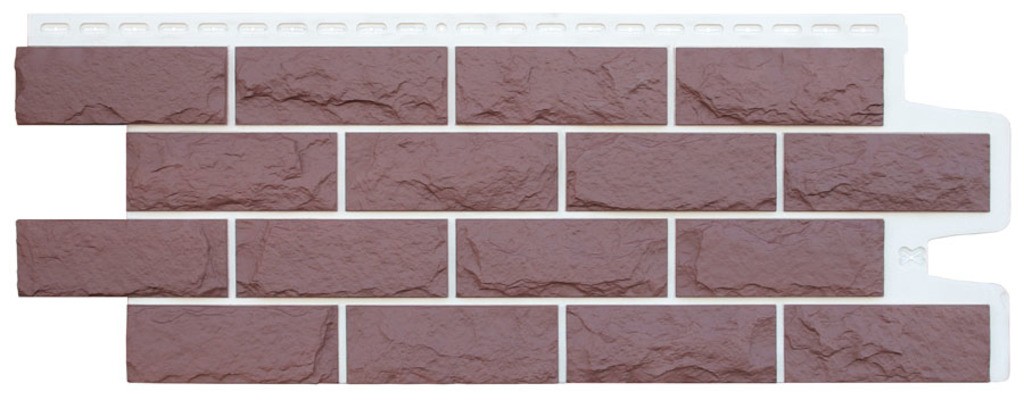 Фасадная панель Grand Line Колотый камень Design Plus каштан с белым швом