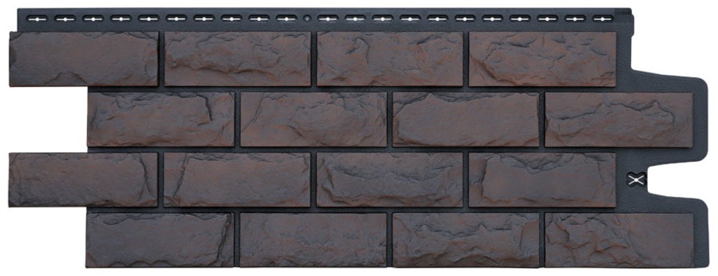 Фасадная панель Grand Line Колотый камень Design Plus трюфель с черным швом