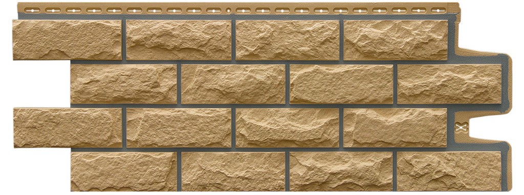 Фасадная панель Grand Line Колотый камень Design песочный со швом RAL 7006