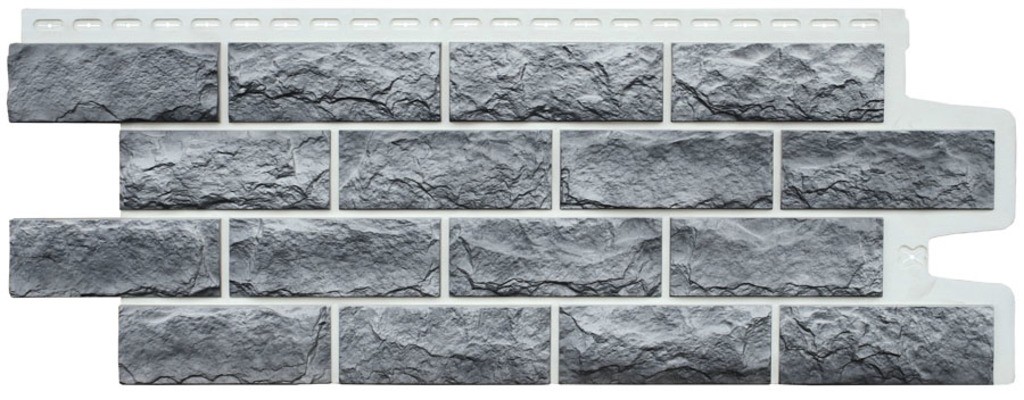 Фасадная панель Grand Line Колотый камень Design Plus гранит с белым швом